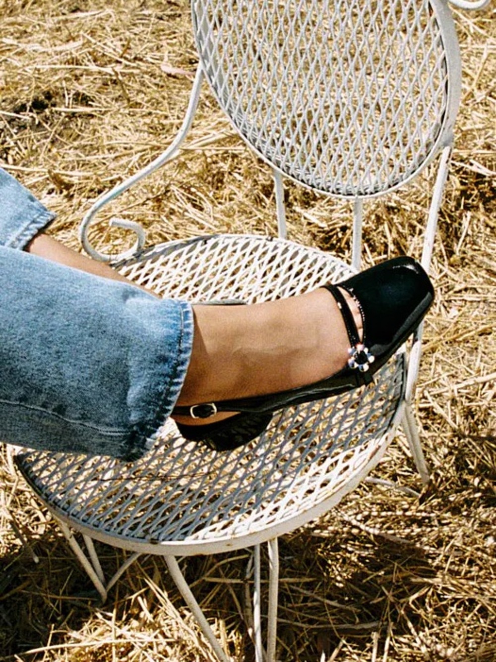 Lisa Says Gah - Mackie Heel RARE Black Leather Mary Jane Heel with Floral Accent